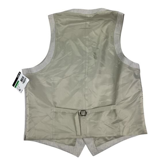 Bar III Mens Slim Fit 100% Linen Suit Vest Tan Beige L - Picture 3 of 4